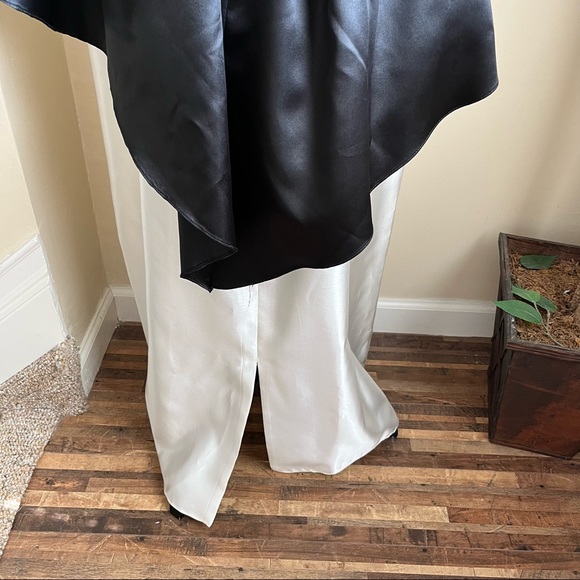 Eve of Milady Vintage Peplum Satin Formal Gown Black White Sz 14 - Picture 14 of 16